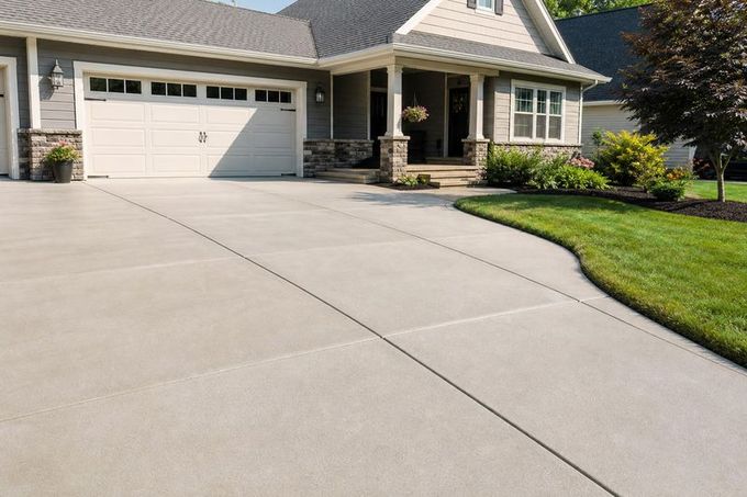 A finished job photo with the customer's 5-star review, formatted as a social post